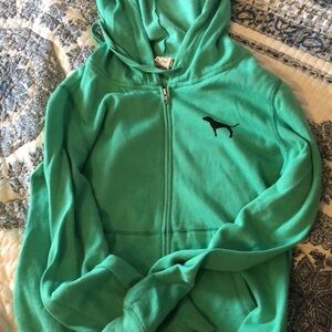 Pink zip up hooded sweatshirt